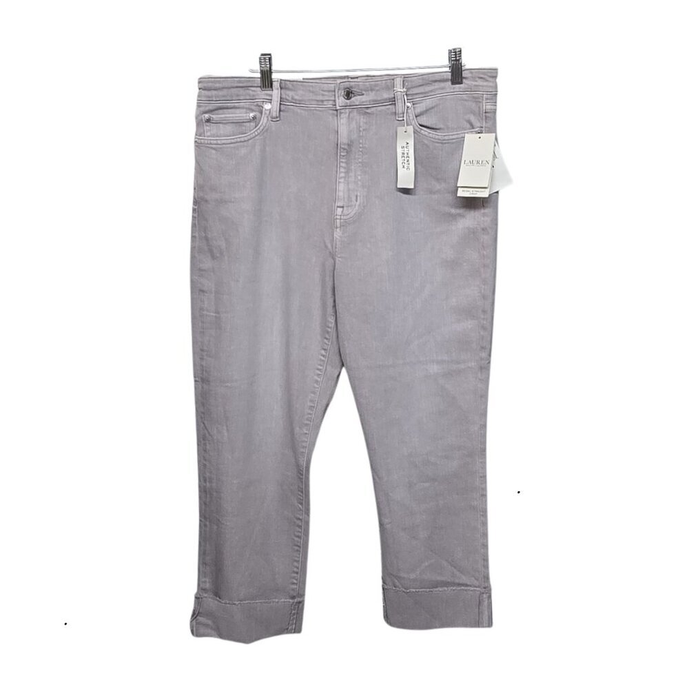 Lauren Ralph Lauren Womens Jeans Size 14 Regal Straight Crop Lavender Denim